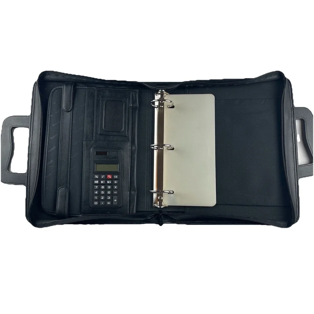 Samsill Zipper Binder Letter Retractable Handles 2 Exterior Pockets Black 15670‎